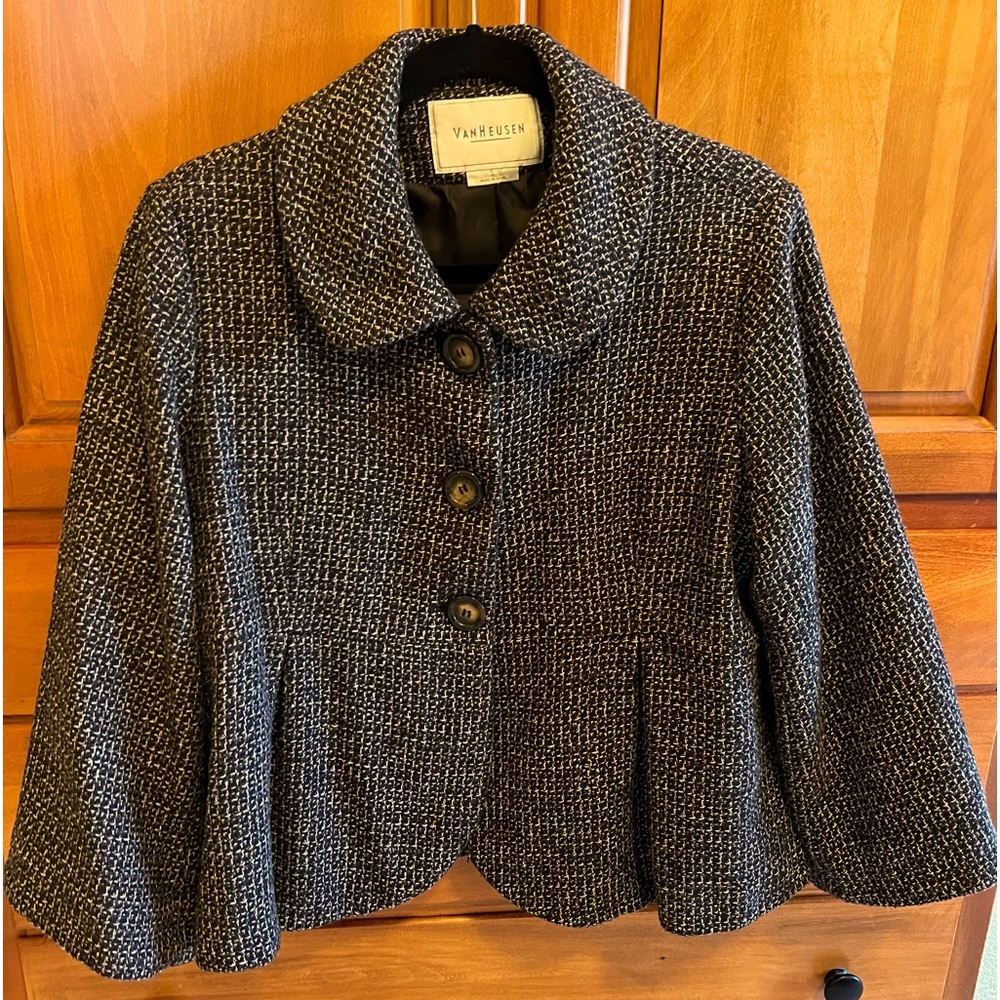 VAN HEUSEN PEPLUM TWEED JACKET XL